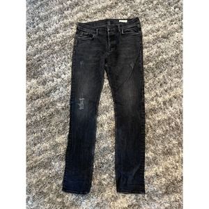 ALL SAINTS Cigarette Leg Jeans Skinny Stretch Mens Size 33 x 31 Distressed Black